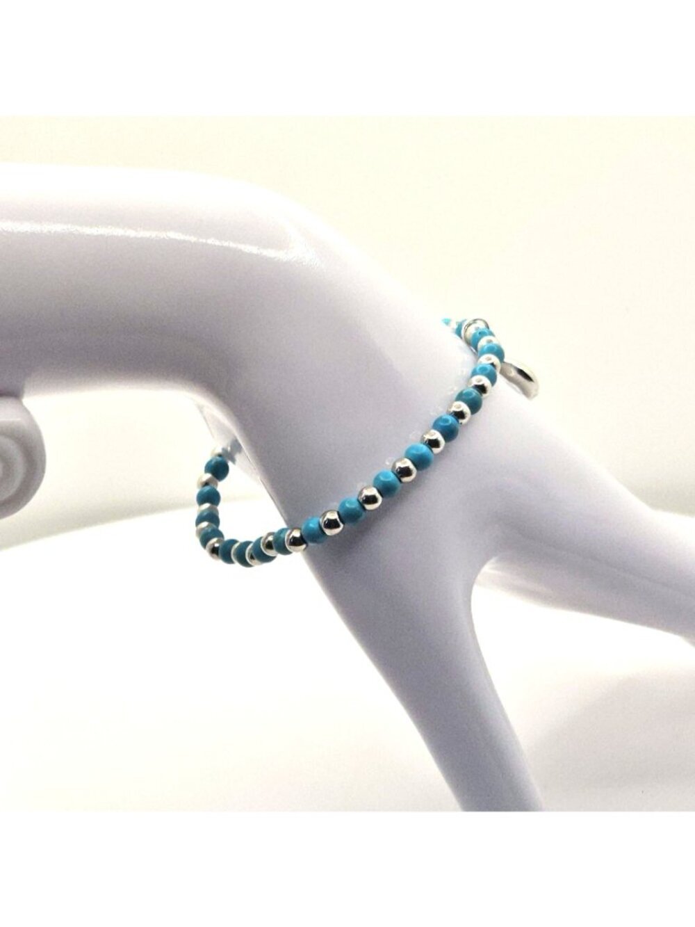 Heart Bracelet Turquoise Bracelet Blue Beaded Bracelet Stretch Bracelet Stackabl - Picture 7 of 10